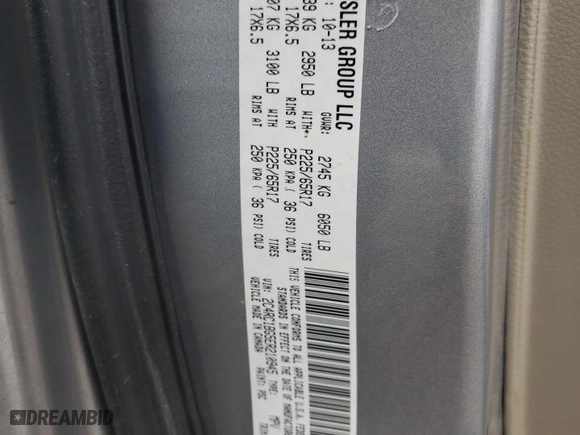 2014 Chrysler Town & Country Touring with VIN 2C4RC1BG5ER210945, listed as a Copart auction lot 43519385 with 215,060 mi miles and Salvage Title. Bid and sale history available at carsss.com. Image 13.