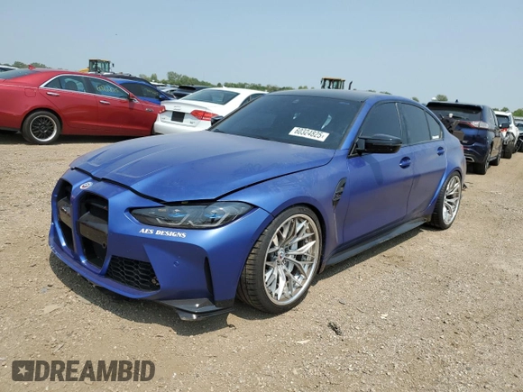 2023 BMW M3 Competition xDrive with VIN WBS43AY08PFP33058, listed as a Copart auction lot 60324825 with 19,651 mi miles and Salvage title. Bid and sale history available at DreamBid. Image 1.