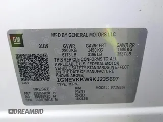 2019 Chevrolet Traverse Premier with VIN 1GNEVKKW9KJ235697, listed as a IAAI auction lot 41881063 with 78,174 mi miles. Bid and sale history available at carsss.com. Image 9.