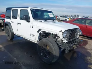 2022 Jeep Wrangler Unlimited Sport S with VIN 1C4HJXDN9NW154922, listed as a IAAI auction lot 41230408 with 35,187 mi miles. Bid and sale history available at carsss.com. Image 1.