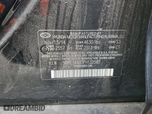2015 Hyundai Sonata Sport z VIN 5NPE34AB3FH132587, wystawiony jako Copart lot #43991865 z przebiegiem 164 949 mil mil oraz Szkoda całkowita • Salvage title. Historia ofert i sprzedaży dostępna na DreamBid. Obrazek 13.