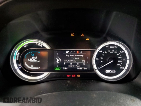 2018 Kia Niro EX with VIN KNDCC3LC5J5160617, listed as a Copart auction lot 52255305 with 168,875 mi miles and Clean Title. Bid and sale history available at carsss.com. Image 9.