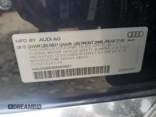 2016 Audi A8 3.0T with VIN WAU34AFD9GN009551, listed as a Copart auction lot 56460955 with 70,246 mi miles and Salvage title. Bid and sale history available at DreamBid. Image 13.