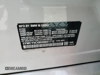 2022 BMW X6 M with VIN 5YMCY0C09N9J70336, listed as a Copart auction lot 52682365 with 0 mi miles and Salvage Title. Bid and sale history available at carsss.com. Image 14.