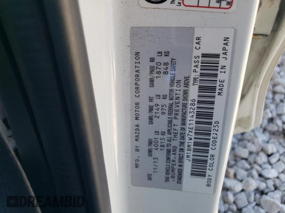 2014 Mazda 3 i Grand Touring with VIN JM1BM1W7XE1143286, listed as a Copart auction lot 47146255 with 113,284 mi miles and Salvage Title. Bid and sale history available at carsss.com. Image 12.