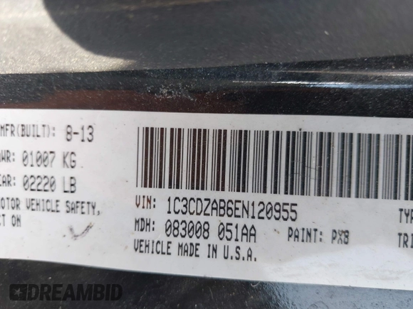 2014 Dodge Avenger SE with VIN 1C3CDZAB6EN120955, listed as a IAAI auction lot 42030602 with Not provided miles and . Bid and sale history available at DreamBid. Image 9.