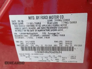 2009 Lincoln MKS с VIN 1LNHM94R69G609694, выставлен на аукционе IAAI как лот 42074057 с пробегом 122 190 миль миль и . История ставок и продаж доступна на DreamBid. Изображение 9.