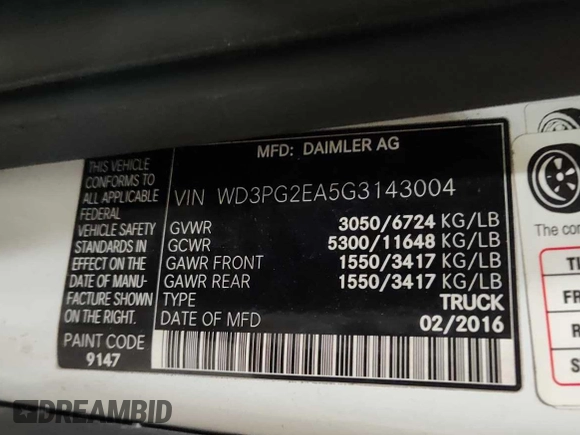 2016 Mercedes-Benz Metris Cargo with VIN WD3PG2EA5G3143004, listed as a IAAI auction lot 42810082 with 124,681 mi miles and . Bid and sale history available at DreamBid. Image 21.