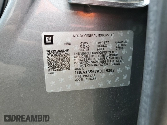 2019 Cadillac CTS-V z VIN 1G6A15S67K0115393, wystawiony jako Copart lot #78399974 z przebiegiem 30 879 mil mil oraz Szkoda całkowita • Salvage title. Historia ofert i sprzedaży dostępna na DreamBid. Obrazek 13.