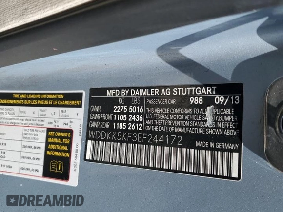 2014 Mercedes-Benz E 350 with VIN WDDKK5KF3EF244172, listed as a Copart auction lot 49209715 with 61,163 mi miles and Salvage Title. Bid and sale history available at DreamBid. Image 12.