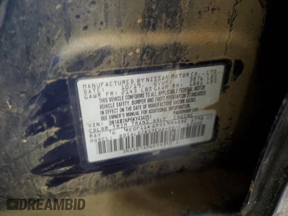 2019 Nissan Sentra SV with VIN 3N1AB7AP6KY434051, listed as a Copart auction lot 44333885 with 65,566 mi miles and Salvage Title. Bid and sale history available at DreamBid. Image 15.