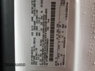 2019 Ford F-150 XL z VIN 1FTMF1C54KKD08521, wystawiony jako Copart lot #83483684 z przebiegiem 119 021 mil mil oraz Szkoda całkowita • Salvage title. Historia ofert i sprzedaży dostępna na DreamBid. Obrazek 13.