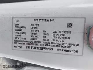 2023 Tesla Model 3 Long Range with VIN 5YJ3E1EB8PF392249, listed as a IAAI auction lot 41415020 with 25,440 mi miles. Bid and sale history available at carsss.com. Image 9.