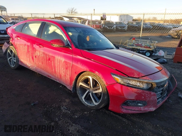 2019 Honda Accord Sport with VIN 1HGCV1F36KA153065, listed as a IAAI auction lot 41407216 with 71,459 mi miles and . Bid and sale history available at DreamBid. Image 1.