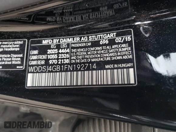 2015 Mercedes-Benz CLA 250 with VIN WDDSJ4GB1FN192714, listed as a Copart auction lot 77664833 with 90,941 mi miles and . Bid and sale history available at DreamBid. Image 12.