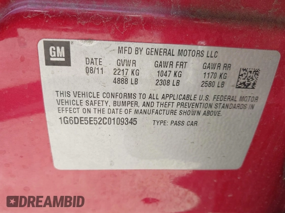 2012 Cadillac CTS Luxury с VIN 1G6DE5E52C0109345, выставлен на аукционе IAAI как лот 42129624 с пробегом 137 412 миль миль и . История ставок и продаж доступна на DreamBid. Изображение 9.