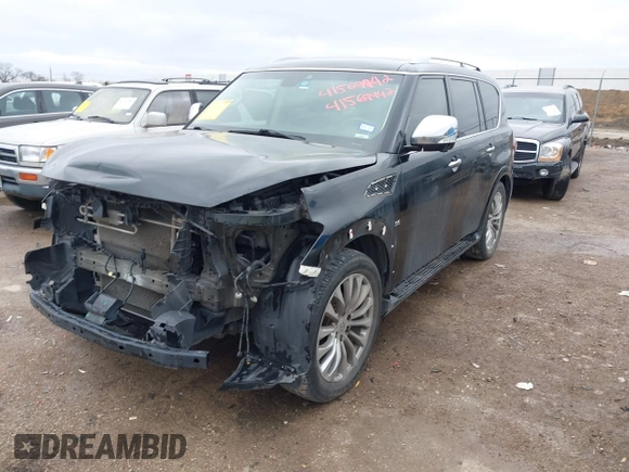 2017 Infiniti QX80 z VIN JN8AZ2NF1H9640040, wystawiony jako IAAI lot #41569442 z przebiegiem 96 273 mil mil oraz . Historia ofert i sprzedaży dostępna na DreamBid. Obrazek 2.