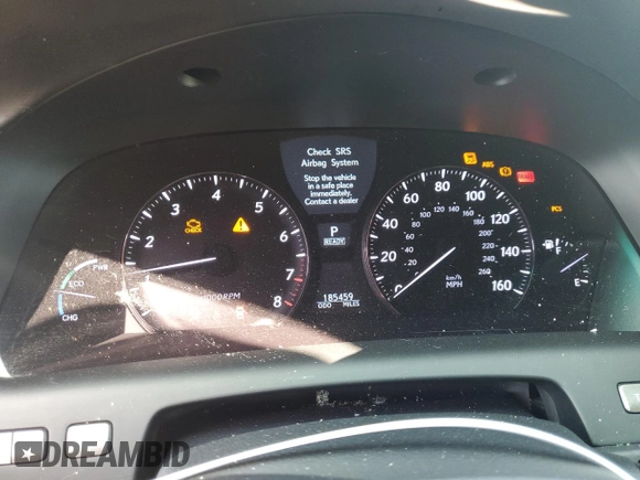 2008 Lexus LS 600h L with VIN JTHDU46F385003092, listed as a Copart auction lot 62096405 with 185,459 mi miles and Clean title. Bid and sale history available at DreamBid. Image 9.