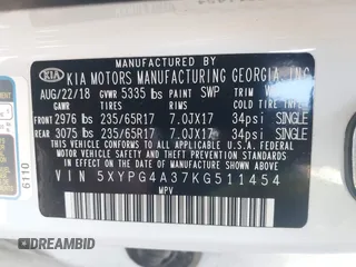 2019 Kia Sorento L z VIN 5XYPG4A37KG511454, wystawiony jako IAAI lot #42088735 z przebiegiem 157 599 mil mil oraz . Historia ofert i sprzedaży dostępna na DreamBid. Obrazek 9.