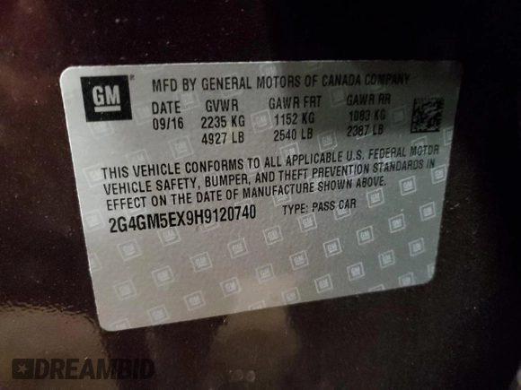 2017 Buick Regal with VIN 2G4GM5EX9H9120740, listed as a Copart auction lot 77665014 with 48,386 mi miles and Clean Title. Bid and sale history available at carsss.com. Image 13.