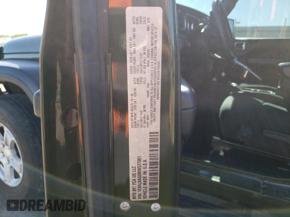 2021 Jeep Wrangler Sport S with VIN 1C4HJXAG0MW577361, listed as a Copart auction lot 75499554 with 39,529 mi miles and Salvage Title. Bid and sale history available at DreamBid. Image 12.