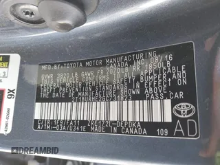 2016 Toyota Corolla L z VIN 2T1BURHE2GC731823, wystawiony jako IAAI lot #42250747 z przebiegiem 75 897 mil mil oraz . Historia ofert i sprzedaży dostępna na DreamBid. Obrazek 9.