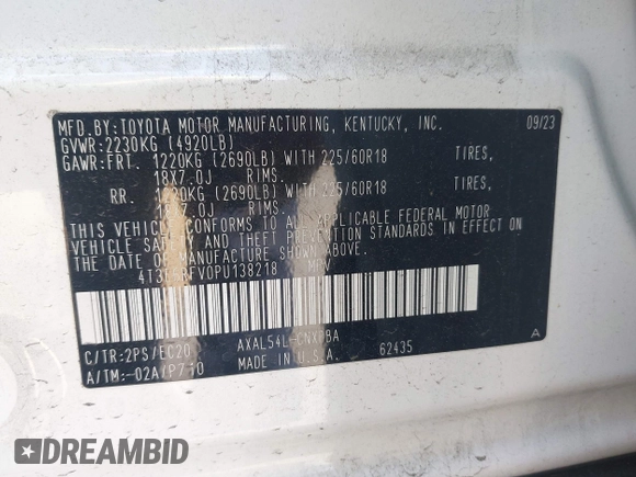 2023 Toyota RAV4 Hybrid XSE с VIN 4T3E6RFV0PU138218, выставлен на аукционе IAAI как лот 42181731 с пробегом 23 999 миль миль и . История ставок и продаж доступна на DreamBid. Изображение 9.