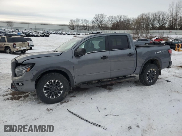 2024 Nissan Titan Pro-4X with VIN 1N6AA1ED1RN115335, listed as a Copart auction lot 42597585 with 5,381 mi miles and Salvage title. Bid and sale history available at DreamBid. Image 1.