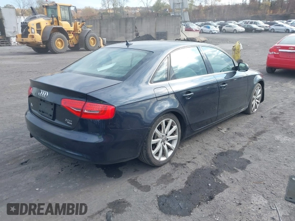 2013 Audi A4 Premium Plus with VIN WAUFFAFL2DN034768, listed as a IAAI auction lot 40727577 with 215,069 mi miles. Bid and sale history available at carsss.com. Image 4.