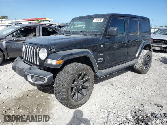 2022 Jeep Wrangler Unlimited Sahara Altitude with VIN 1C4HJXEG9NW191002, listed as a Copart auction lot 58635414 with 21,301 mi miles and Salvage title. Bid and sale history available at DreamBid. Image 1.