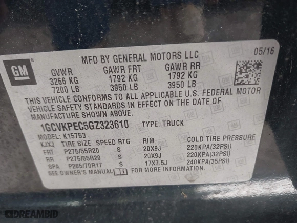 2016 Chevrolet Silverado 1500 Custom with VIN 1GCVKPEC5GZ323610, listed as a IAAI auction lot 41913759 with 79,773 mi miles. Bid and sale history available at carsss.com. Image 9.