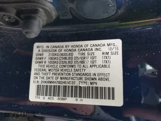 2016 Honda CR-V EX-L with VIN 2HKRM4H7XGH614197, listed as a IAAI auction lot 41869198 with 188,259 mi miles. Bid and sale history available at carsss.com. Image 9.