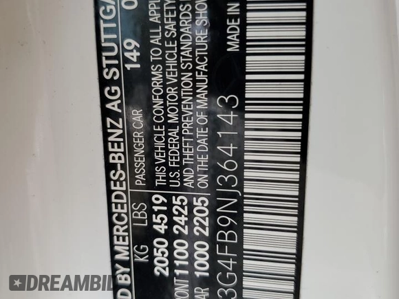 2022 Mercedes-Benz A 220 with VIN W1K3G4FB9NJ364143, listed as a Copart auction lot 85894814 with Not Provided miles and Non Repairable. Bid and sale history available at DreamBid. Image 12.
