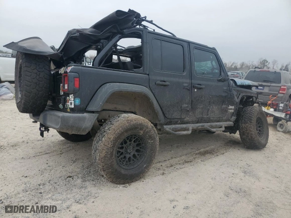 2018 Jeep Wrangler Unlimited Sport with VIN 1C4HJXDG4JW163183, listed as a Copart auction lot 45797205 with 96,979 mi miles and Salvage Title. Bid and sale history available at carsss.com. Image 3.