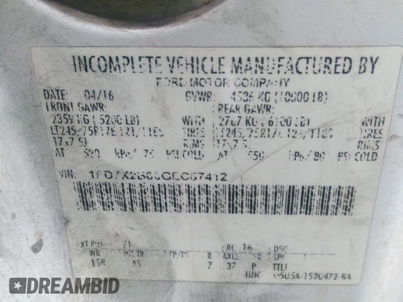 2016 Ford F-250 XL с VIN 1FD7X2B68GEC87412, выставлен на аукционе IAAI как лот 42014955 с пробегом 655 668 миль миль и . История ставок и продаж доступна на DreamBid. Изображение 9.