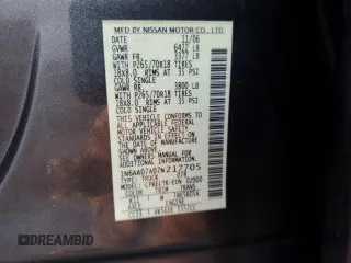 2007 Nissan Titan XE with VIN 1N6AA07A07N217705, listed as a Copart auction lot 86836804 with 272,228 mi miles and Salvage Title. Bid and sale history available at DreamBid. Image 14.