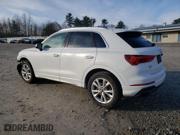2021 Audi Q3 S line Premium with VIN WA1DECF39M1035653, listed as a Copart auction lot 50160195 with 24,648 mi miles and Salvage Title. Bid and sale history available at DreamBid. Image 2.