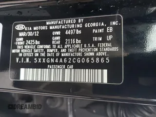 2012 Kia Optima EX with VIN 5XXGN4A62CG065865, listed as a Copart auction lot 44146225 with 141,767 mi miles and Salvage Title. Bid and sale history available at carsss.com. Image 14.