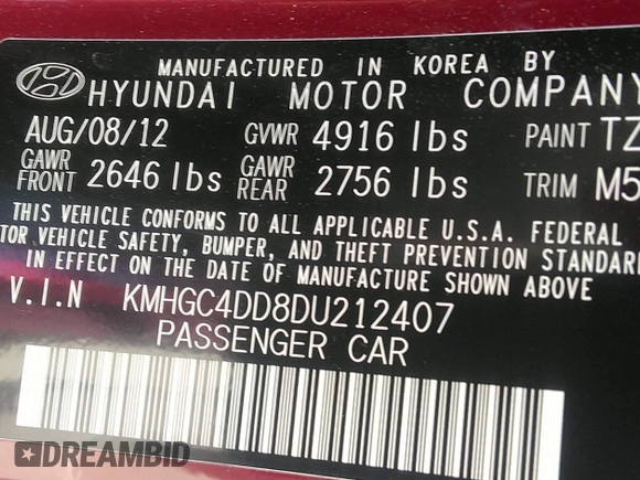 2013 Hyundai Genesis 3.8L z VIN KMHGC4DD8DU212407, wystawiony jako IAAI lot #42237644 z przebiegiem 113 143 mil mil oraz . Historia ofert i sprzedaży dostępna na DreamBid. Obrazek 9.