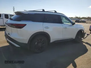 2025 Infiniti QX60 Luxe with VIN 5N1AL1FS5SC338274, listed as a Copart auction lot 48479865 with 1,002 mi miles and Salvage title. Bid and sale history available at DreamBid. Image 3.