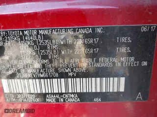 2017 Toyota RAV4 XLE with VIN 2T3RFREV7HW661708, listed as a IAAI auction lot 41367714 with 121,457 mi miles. Bid and sale history available at carsss.com. Image 9.