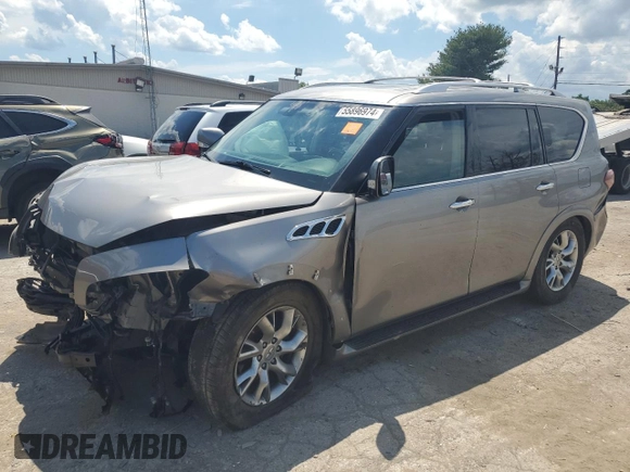 2011 Infiniti QX56 7-passenger with VIN JN8AZ2NEXB9006594, listed as a Copart auction lot 55896974 with Not Provided miles and Clean Title. Bid and sale history available at carsss.com. Image 1.