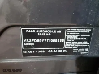 2007 Saab 9-3 with VIN YS3FD59Y771005536, listed as a Copart auction lot 54141665 with 206,356 mi miles and Clean Title. Bid and sale history available at carsss.com. Image 14.
