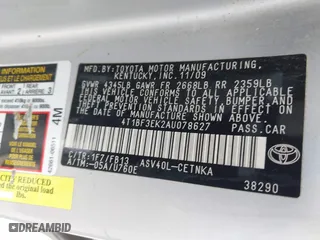 2010 Toyota Camry with VIN 4T1BF3EK2AU078627, listed as a IAAI auction lot 41787909 with 118,621 mi miles. Bid and sale history available at carsss.com. Image 9.