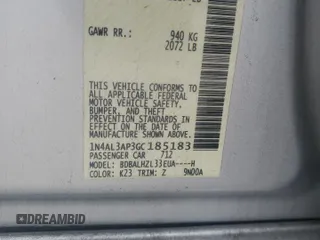 2016 Nissan Altima SL with VIN 1N4AL3AP3GC185183, listed as a Copart auction lot 59630435 with 133,147 mi miles and Clean title. Bid and sale history available at DreamBid. Image 12.
