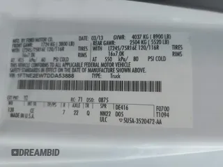 2013 Ford Econoline Cargo Commercial z VIN 1FTNE2EW7DDA53888, wystawiony jako Copart lot #58462125 z przebiegiem 137 664 mil mil oraz Szkoda całkowita • Salvage title. Historia ofert i sprzedaży dostępna na DreamBid. Obrazek 14.