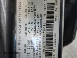 2013 Mazda 3 i Touring with VIN JM1BL1LP3D1736414, listed as a Copart auction lot 53911705 with 159,570 mi miles and Salvage Title. Bid and sale history available at carsss.com. Image 12.