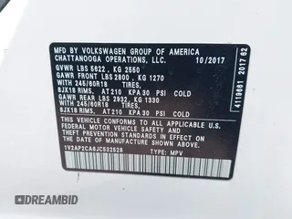 2018 Volkswagen Atlas S с VIN 1V2AP2CA6JC532528, выставлен на аукционе IAAI как лот 42264306 с пробегом 93 199 миль миль и . История ставок и продаж доступна на DreamBid. Изображение 9.