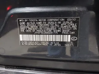 2010 Lexus IS 250 with VIN JTHCF5C28A5041775, listed as a IAAI auction lot 42364472 with 159,140 mi miles and . Bid and sale history available at DreamBid. Image 9.
