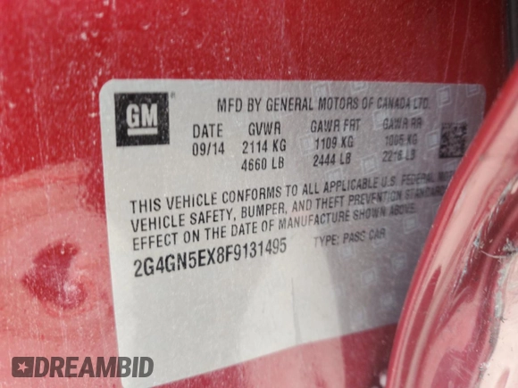 2015 Buick Regal Premium I with VIN 2G4GN5EX8F9131495, listed as a Copart auction lot 50769805 with 73,431 mi miles and Salvage Title. Bid and sale history available at carsss.com. Image 12.